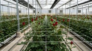 Hilo terlenca floricultura tutorado de rosas en invernadero